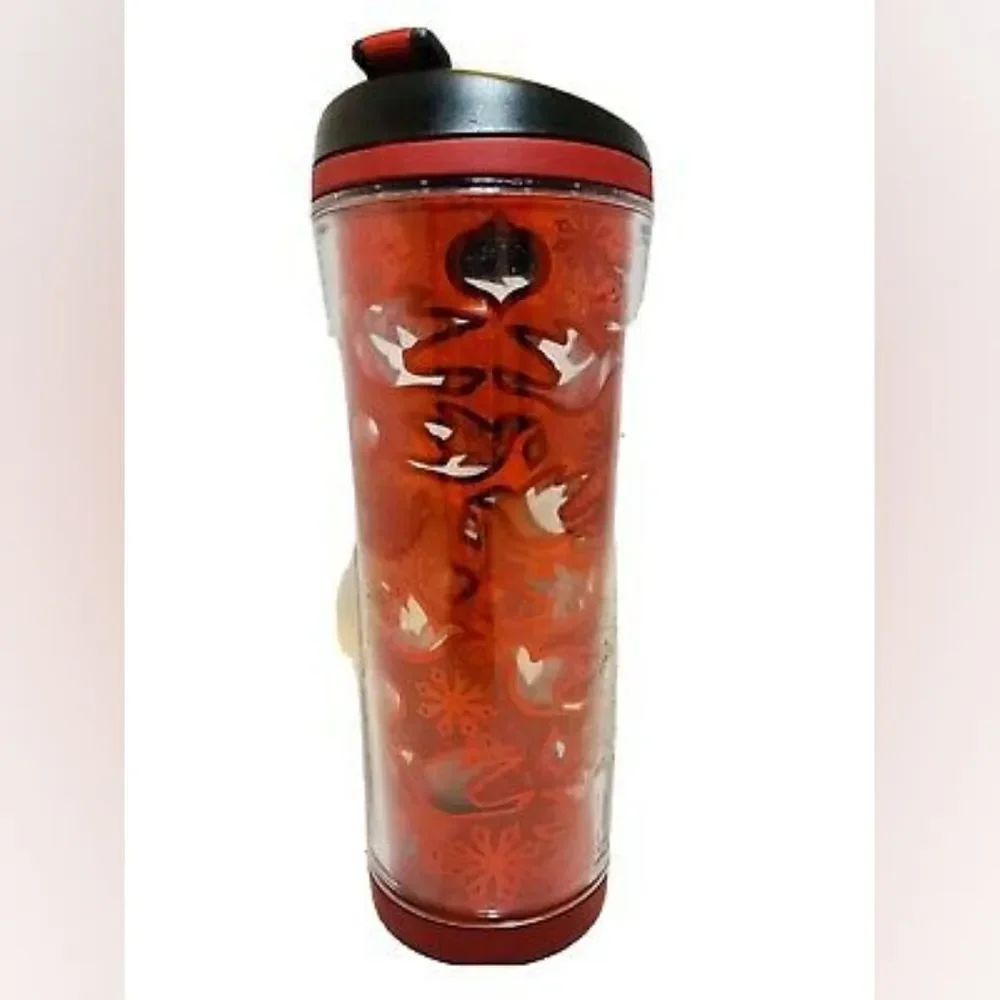 ☕️Starbucks 2008 Holiday Red Dove & Snowflake 12oz Travel Tumbler